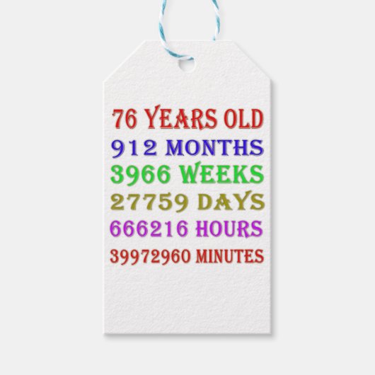 76e verjaardag van de mijlpalen cadeaulabel (Voorkant)