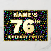 76e verjaardag van de Vreugde - Fun, kleurrijk ste Folie Uitnodiging (Voorkant)