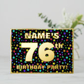76e verjaardag van de Vreugde - Fun, kleurrijk ste Folie Uitnodiging (Staand Voorkant)