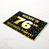 76e verjaardag van de Vreugde - Fun, kleurrijk ste Folie Uitnodiging (Gedraaid)