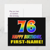 76e verjaardag: Vet, Vun, eenvoudig, regenboog 76 Briefkaart (Voorkant / Achterkant)