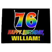 76e verjaardag: Vet, Vun, eenvoudig, regenboog 76 Groot Cadeauzakje (Voorkant)