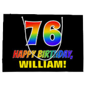 76e verjaardag: Vet, Vun, eenvoudig, regenboog 76 Groot Cadeauzakje (Achterkant)