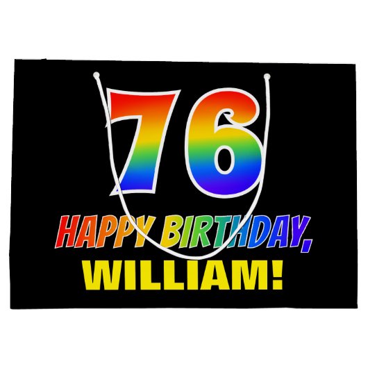 76e verjaardag: Vet, Vun, eenvoudig, regenboog 76 Groot Cadeauzakje (Achterkant)