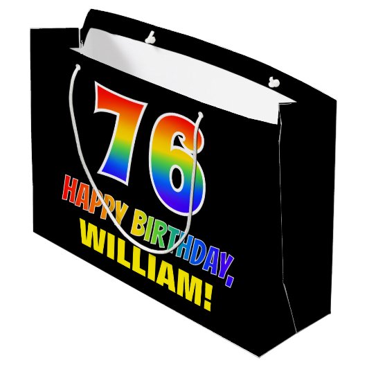 76e verjaardag: Vet, Vun, eenvoudig, regenboog 76 Groot Cadeauzakje (Achterkant Gekanteld)