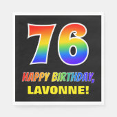 76e verjaardag: Vet, Vun, eenvoudig, regenboog 76 Servet (Voorkant)