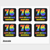 76e verjaardag: Vet, Vun, eenvoudig, regenboog 76 Vierkante Sticker (Vel)