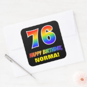 76e verjaardag: Vet, Vun, eenvoudig, regenboog 76 Vierkante Sticker (Envelop)