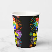 76e verjaardag: Vuurwerk Fun Pattern + Regenboog 7 Papieren Bekers (Links)