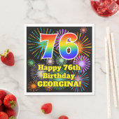 76e verjaardag: Vuurwerk Fun Pattern + Regenboog 7 Servet (Insitu)