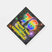 76e verjaardag: Vuurwerk Fun Pattern + Regenboog 7 Servet (Hoek)