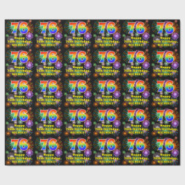 76e verjaardag: vuurwerk, regenboogblik # "76" cadeaupapier