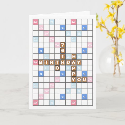 76e verjaardag, Word Game Board Kaart (Gele Bloem)
