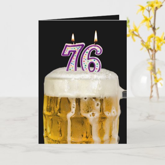 76e verjaardag zwarte bier kaart (Gele Bloem)