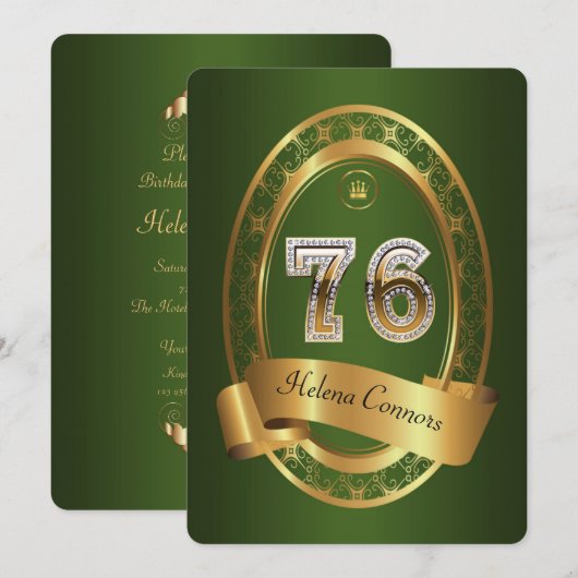 76e, verjaardagsfeest vrouw man, elegante kleur kaart (Voorkant / Achterkant)