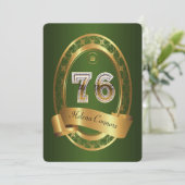 76e, verjaardagsfeest vrouw man, elegante kleur kaart (Staand voorkant)