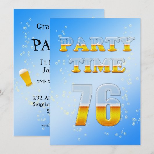 76e verjaardagsfeestdag met bier kaart (Voorkant / Achterkant)