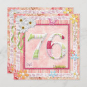 76e verjaardagsfeestje scrapbooking stijl kaart (Voorkant / Achterkant)