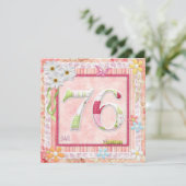 76e verjaardagsfeestje scrapbooking stijl kaart (Staand voorkant)
