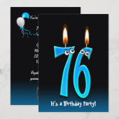 76e verjaardagsfeestje uitnodigen kaart (Voorkant / Achterkant)