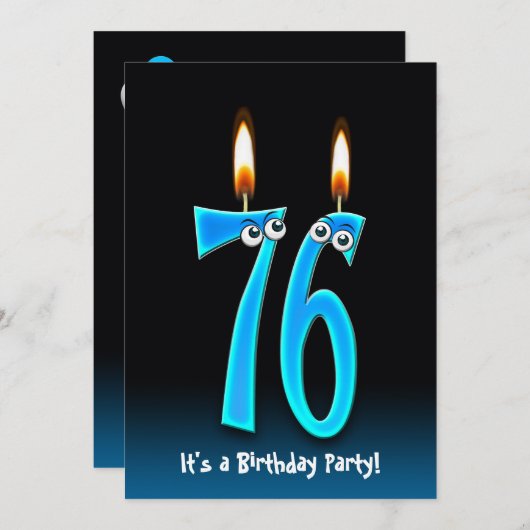 76e verjaardagsfeestje uitnodigen kaart (Voorkant / Achterkant)