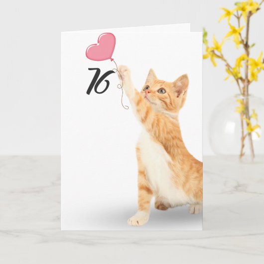 76e verjaardagstablet kat kaart (Gele Bloem)