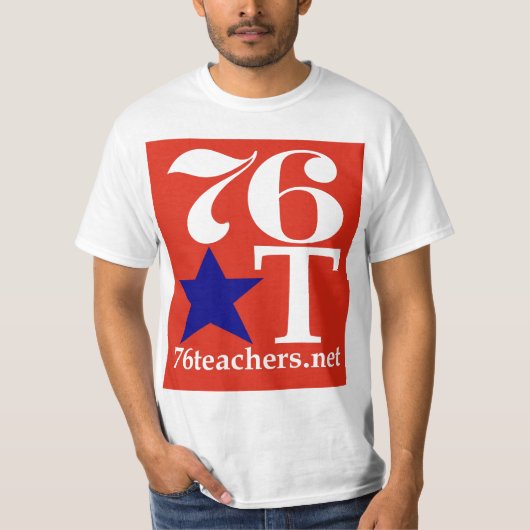 76Leraren Waarde TShirt Blue op rood (Voorkant)