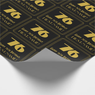 76ste verjaardag – Art Deco geïnspireerde uitstral Cadeaupapier