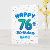 76ste verjaardag, Ballon Nummer, Aanpasbare naam Kaart (Gele Bloem)