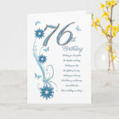 76ste verjaardag in wintertaling met bloemen en kaart (Gele Bloem)