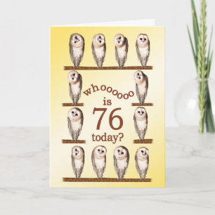 76ste verjaardag, nieuwsgierige uilkaart. kaart