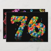 76ste verjaardagsfeest, met bubbels en ballen kaart (Voorkant / Achterkant)