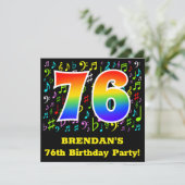 76ste verjaardagsfeestje: leuke muzieksymbolen, re kaart (Staand voorkant)