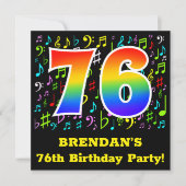 76ste verjaardagsfeestje: leuke muzieksymbolen, re kaart (Voorkant)