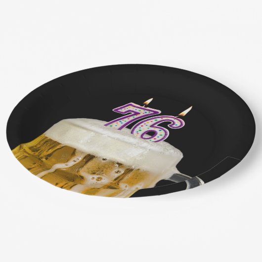 76th Birthday Bier op zwart papier Bord (Gekanteld)