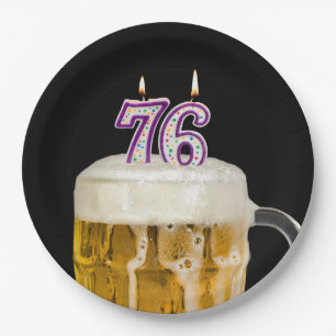 76th Birthday Bier op zwart papier Bord