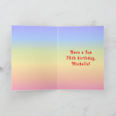 76th Birthday — Fun Cake & Candles, w/ Custom Name Kaart (Binnen)
