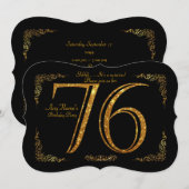 76th, Birthday party 76th, geweldige Gatsby, zwart Kaart (Voorkant / Achterkant)