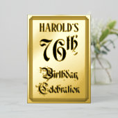 76th Birthday Party — Elegant Script + aangepaste  Folie Uitnodiging (Staand Voorkant)