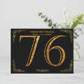 76th Birthday party, Gatsby styl, zwarte gouden gl Kaart (Staand voorkant)