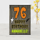 76th Verjaardag: Spooky Halloween Thema, aangepast Kaart (Gele Bloem)