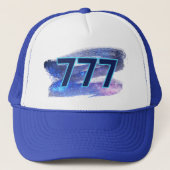 777 Blue Space Angel Nummer Spiritueel Ontwaken Trucker Pet (Voorkant)