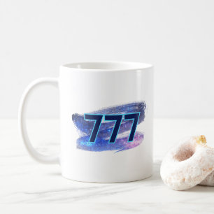 777 Engel Nummer Donkerblauwe Sparkle Manifestatie Koffiemok