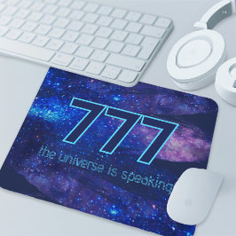 777 Engel Nummer Donkerblauwe Sparkle Manifestatie Muismat