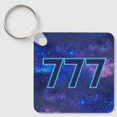 777 Engel Nummer Donkerblauwe Sparkle Manifestatie Sleutelhanger (Voorkant)