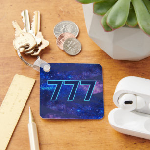 777 Engel Nummer Donkerblauwe Sparkle Manifestatie Sleutelhanger