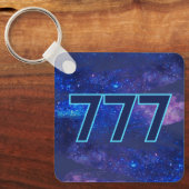 777 Engel Nummer Donkerblauwe Sparkle Manifestatie Sleutelhanger (Voorkant)