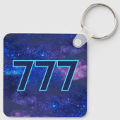 777 Engel Nummer Donkerblauwe Sparkle Manifestatie Sleutelhanger (Achterkant)