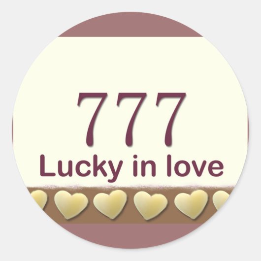 777 Geluk in de liefde Ronde Sticker (Voorkant)