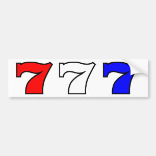 777 rood wit en blauw bumpersticker